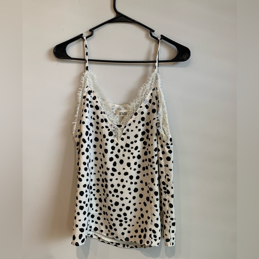 Dalmatian print lace tank top